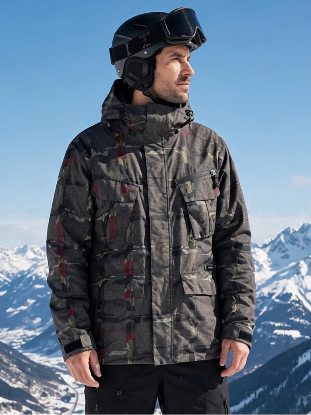 Burton DryRide Snowboard Jacket Mens M Black Plaid Cargo Pocket Hood Ski Snow